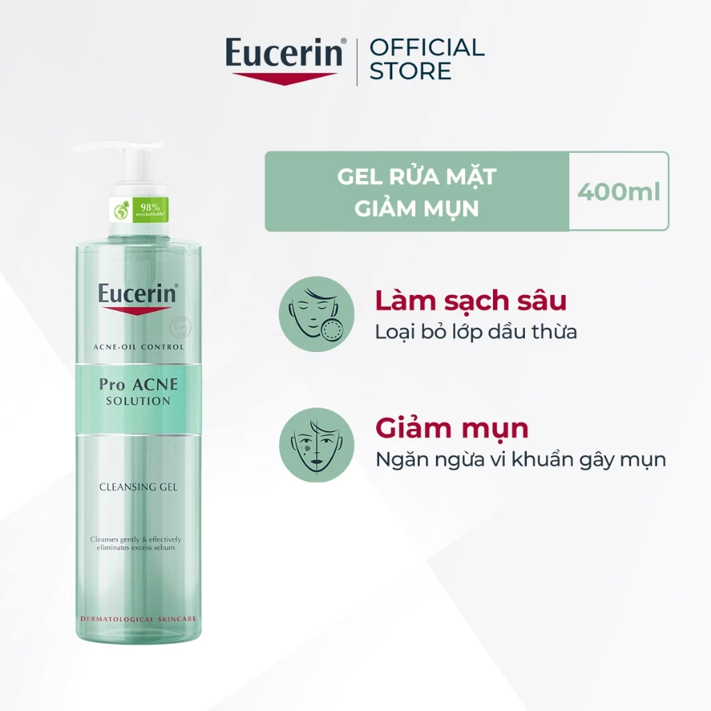 Gel rửa mặt giảm mụn Eucerin Pro Acne Cleansing Gel 400ml