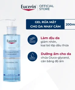 Gel rửa mặt cấp ẩm cho da nhạy cảm Eucerin DermatoCLEAN Cleansing Gel 200ml