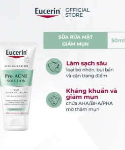 Sữa rửa mặt dạng bọt sạch sâu cho da nhờn Eucerin Pro Acne Cleansing Foam 50g
