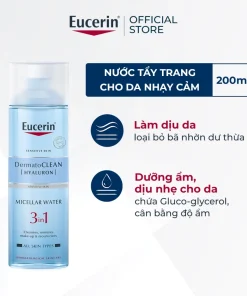 Nước tẩy trang dịu nhẹ cho da nhạy cảm Eucerin DermatoCLEAN Micellar 200ml