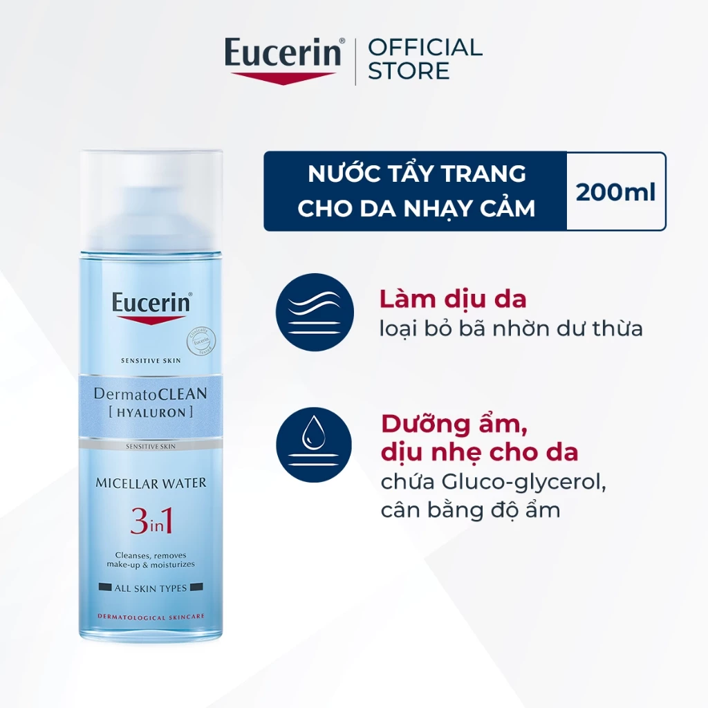 Nước tẩy trang dịu nhẹ cho da nhạy cảm Eucerin DermatoCLEAN Micellar 200ml